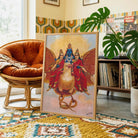 Lord Vishnu on Garuda Painting by Raja Ravi Varma | Spiritual Hindu God Wall Art for Home 3 : 4 Vertical Premium Wall Art Canvas by MeriDeewar
