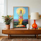 Lord Vishnu Painting for Pooja Room | Raja Ravi Varma Spiritual Wall Art | Hindu God Framed Print 3 : 4 Vertical Premium Wall Art Canvas by MeriDeewar