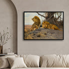 Lords of the Savannah – Twin Kings at Dusk 2 : 3 Horizontal Premium Wall Art Canvas by MeriDeewar