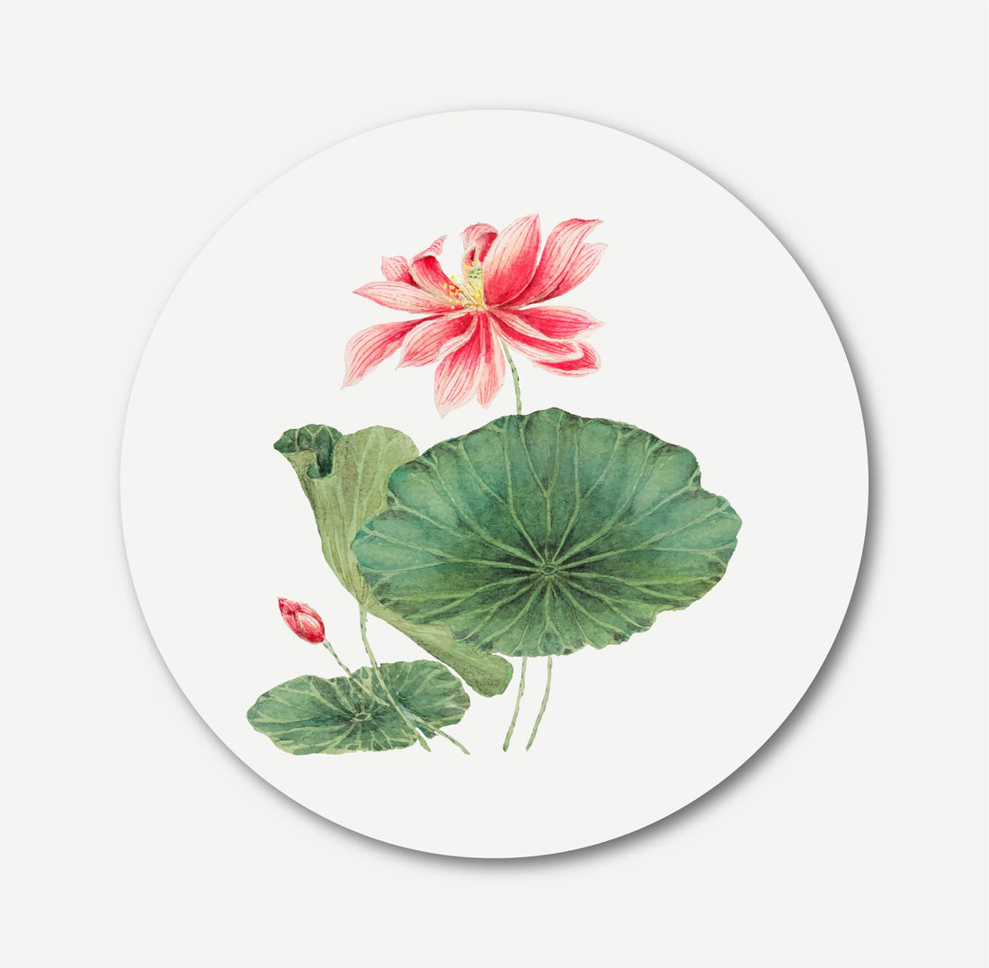 Lotus Flower Circular Canvas Frame Circular Canvas Frame Premium Wall Art Canvas by MeriDeewar