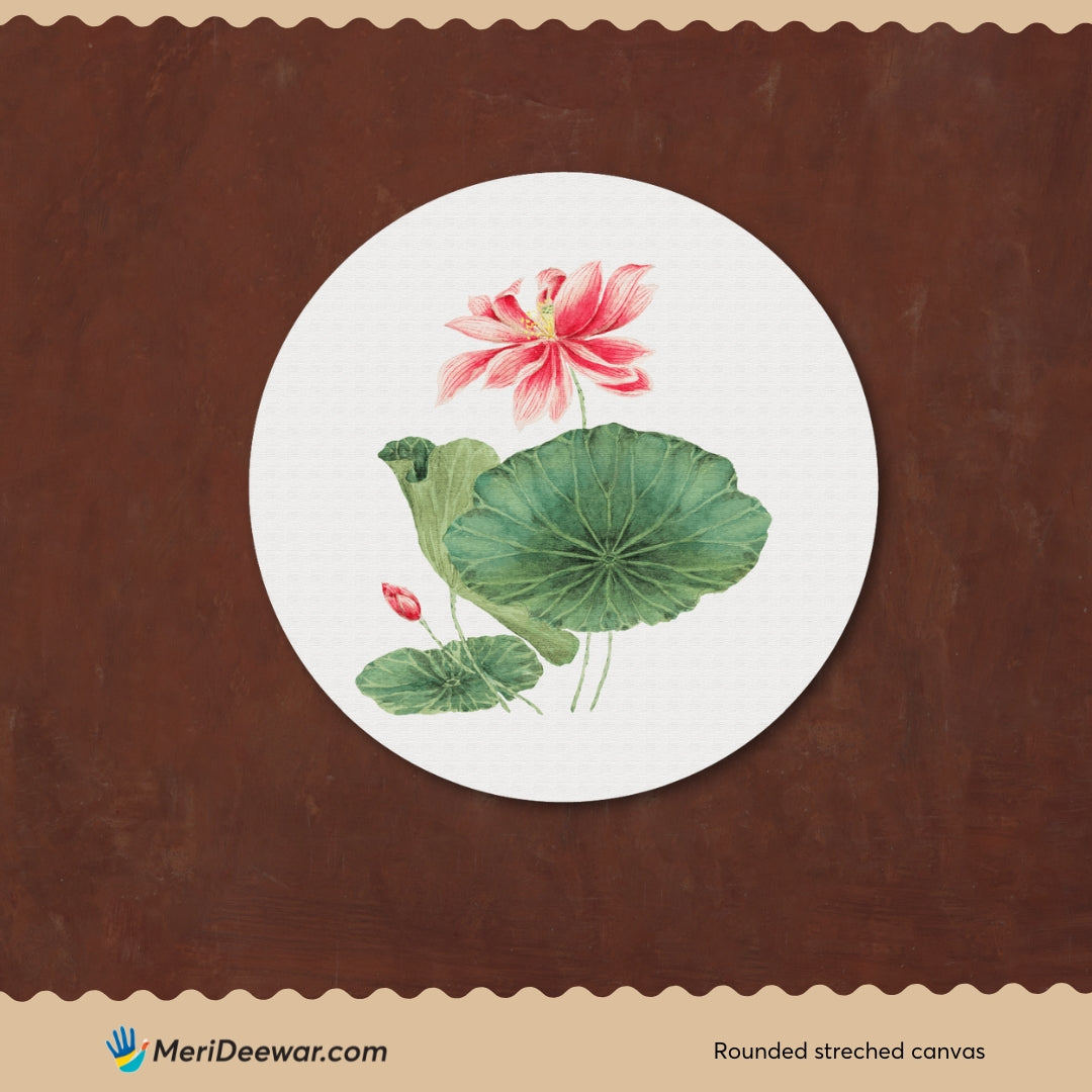 Lotus Flower Circular Canvas Frame Circular Canvas Frame Premium Wall Art Canvas by MeriDeewar