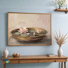 Lotus in an Urli | Expressive Lotus Still Life Art 3 : 2 Horizontal Premium Wall Art Canvas by MeriDeewar
