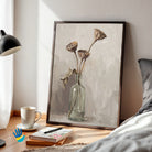 Lotus Pods in a Glass Bottle | Dried Floral Art 2 : 3 Vertical Premium Wall Art Canvas by MeriDeewar