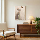 Lotus Pods in a Glass Bottle | Dried Floral Art 2 : 3 Vertical Premium Wall Art Canvas by MeriDeewar