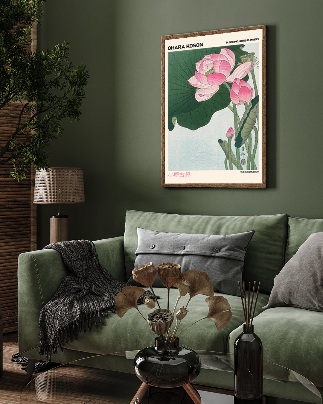 Lotus Poster by Ohara Koson 3 : 4 Vertical New Premium Wall Art Canvas by MeriDeewar