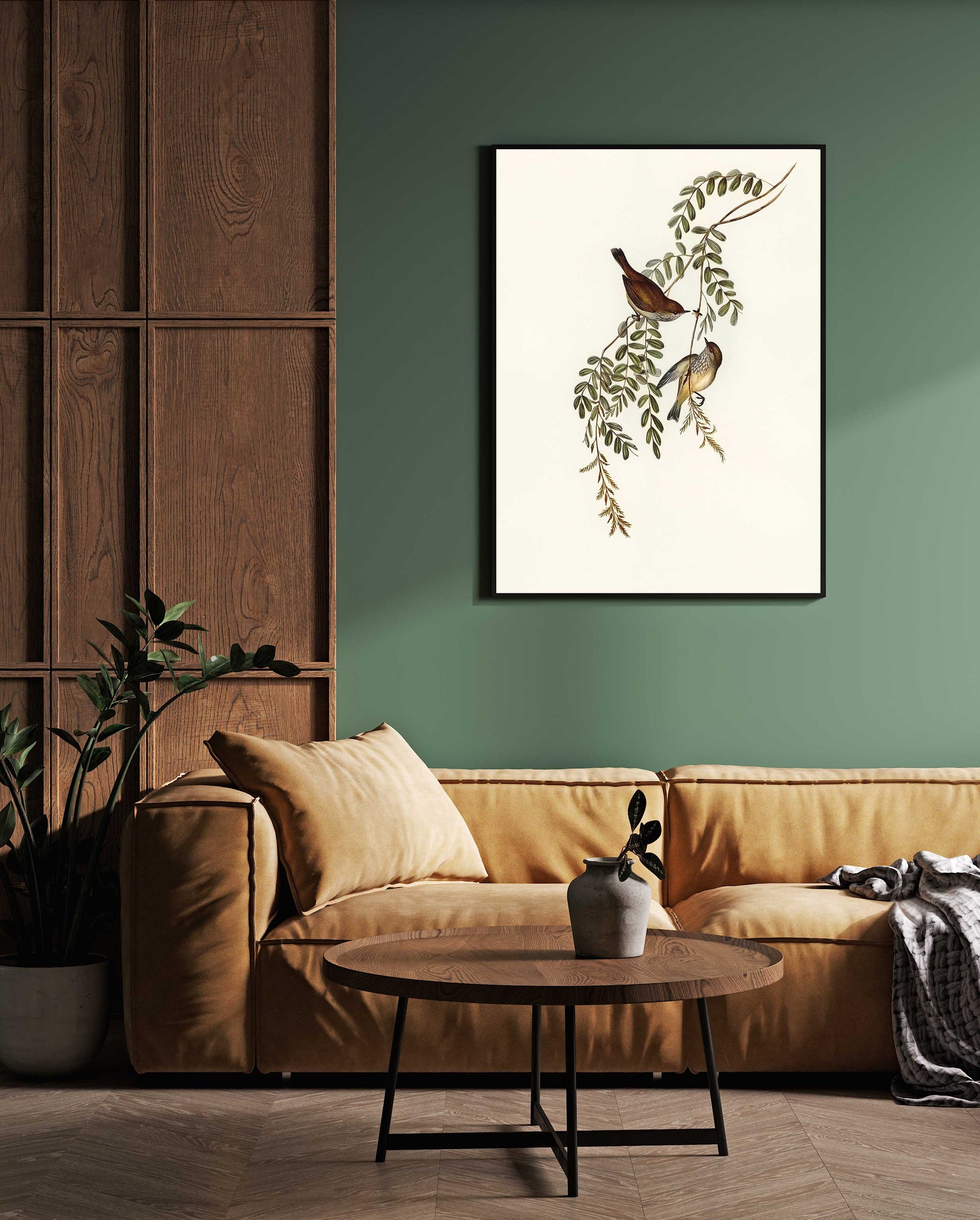 Love Birds Oil Painting – Romantic Wall Art for Home Décor 2 : 3 Vertical Premium Wall Art Canvas by MeriDeewar