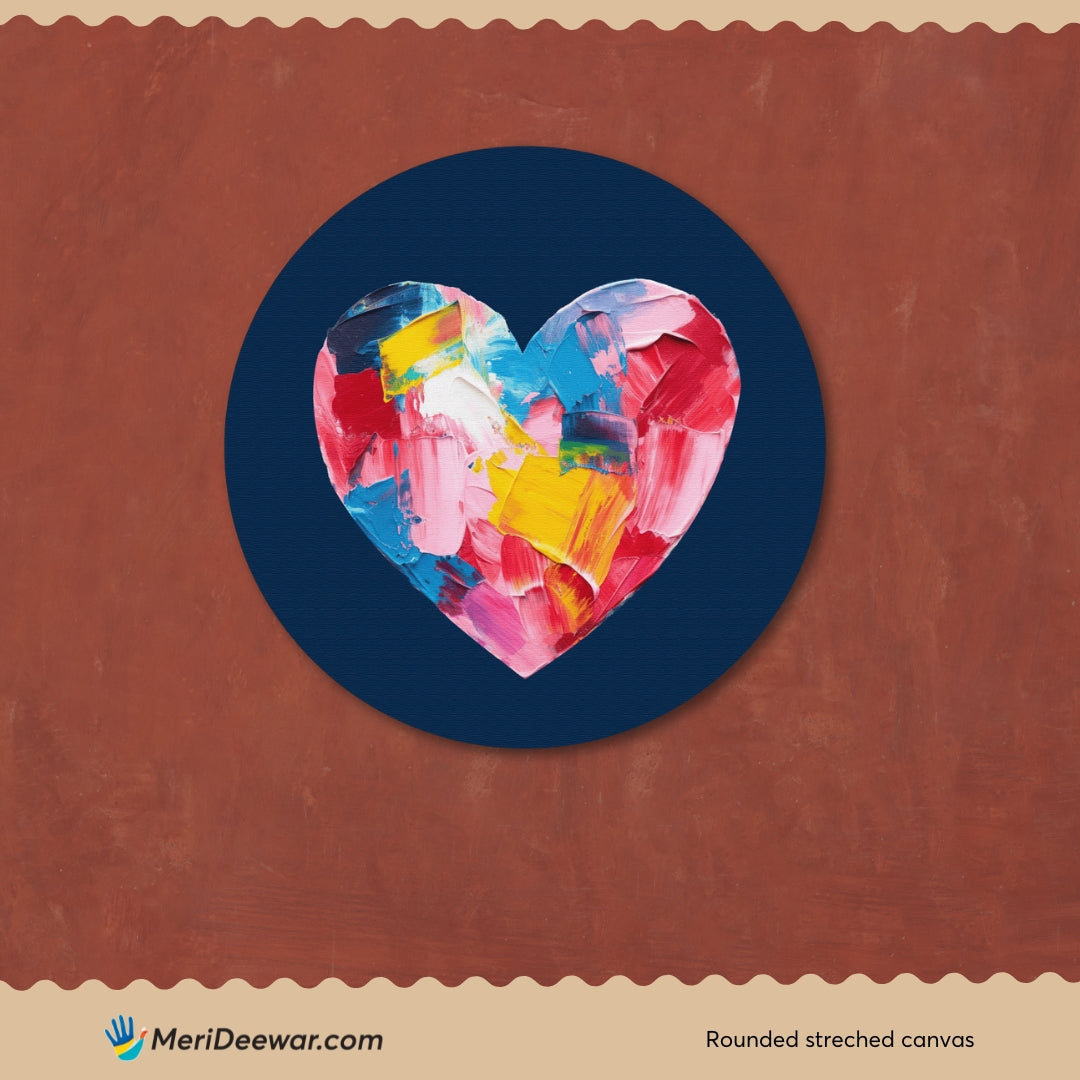 Love Happiness Circular Canvas Frame Circular Canvas Frame Premium Wall Art Canvas by MeriDeewar