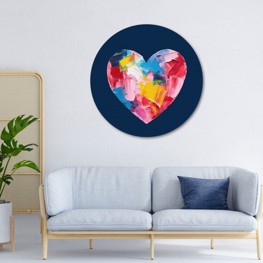 Love Happiness Circular Canvas Frame Circular Canvas Frame Premium Wall Art Canvas by MeriDeewar