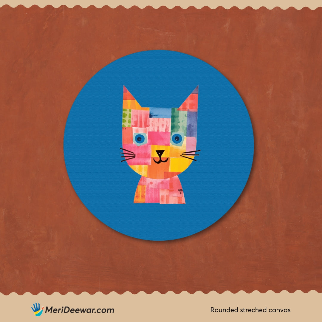 Lovely Kitty Face Painting Circular Canvas Frame Circular Canvas Frame Premium Wall Art Canvas by MeriDeewar