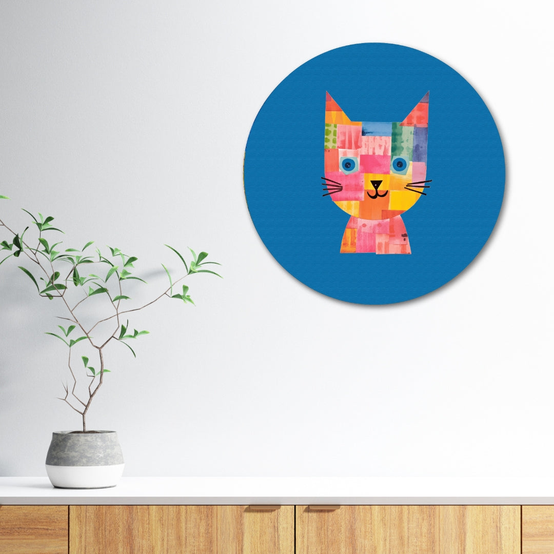 Lovely Kitty Face Painting Circular Canvas Frame Circular Canvas Frame Premium Wall Art Canvas by MeriDeewar