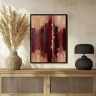 Luxury Abstract Expressionism Burgundy & Gold Leaf Painting | Vertical Modern Boho White Framed Wall Art 3 : 4 Vertical Premium Wall Art Canvas by MeriDeewar