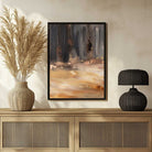 Luxury Abstract Expressionism Earth & Charcoal Painting | Vertical Modern Boho White Framed Wall Art 3 : 4 Vertical Premium Wall Art Canvas by MeriDeewar
