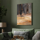 Luxury Abstract Expressionism Earth & Charcoal Painting | Vertical Modern Boho White Framed Wall Art 3 : 4 Vertical Premium Wall Art Canvas by MeriDeewar