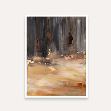 Luxury Abstract Expressionism Earth & Charcoal Painting | Vertical Modern Boho White Framed Wall Art 3 : 4 Vertical Premium Wall Art Canvas by MeriDeewar