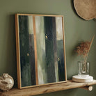 Luxury Abstract Expressionism Forest Green & Gold Leaf Painting | Vertical Modern Boho White Framed Wall Art 3 : 4 Vertical Premium Wall Art Canvas by MeriDeewar