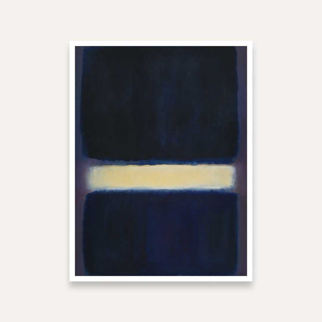 Luxury Abstract Expressionism Navy & Luminous Gold Color Field Painting | Vertical Modern White Framed Wall Art 3 : 4 Vertical Premium Wall Art Canvas by MeriDeewar