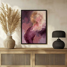 Luxury Abstract Expressionism Plum Purple & Gold Halo Painting | Vertical Modern Boho White Framed Wall Art 3 : 4 Vertical Premium Wall Art Canvas by MeriDeewar