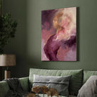 Luxury Abstract Expressionism Plum Purple & Gold Halo Painting | Vertical Modern Boho White Framed Wall Art 3 : 4 Vertical Premium Wall Art Canvas by MeriDeewar