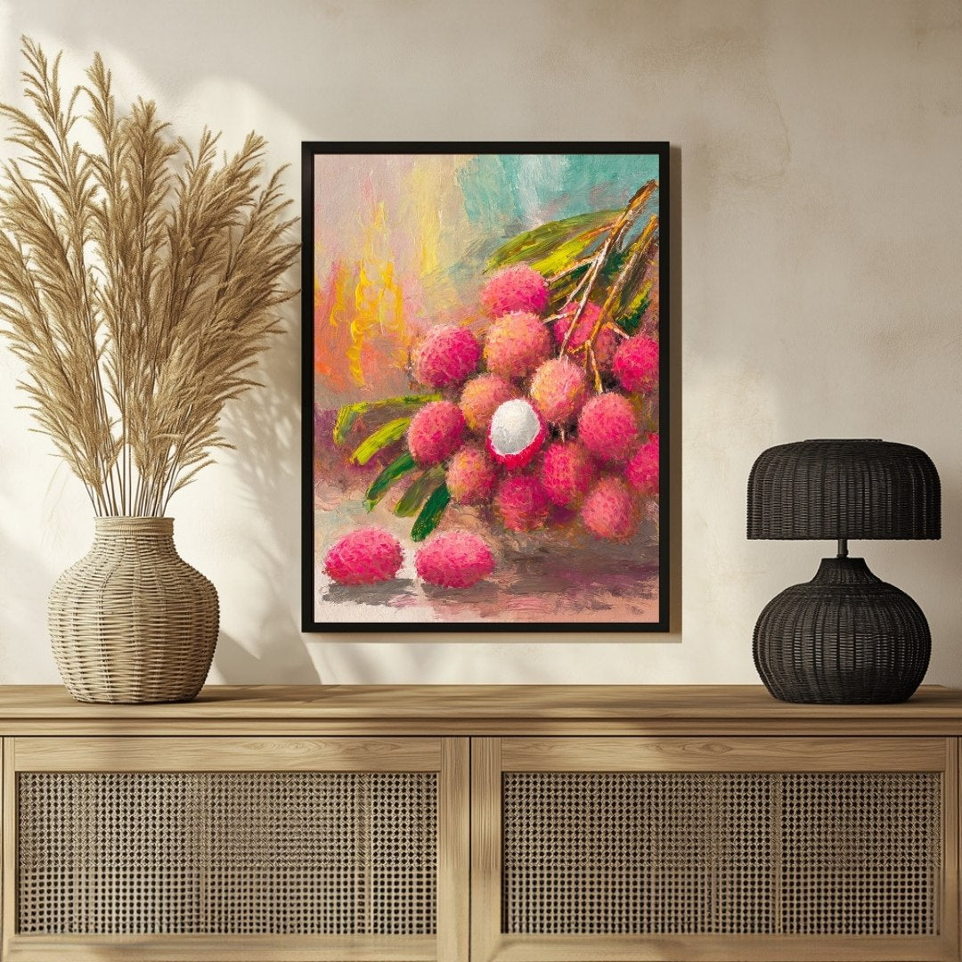 Lychee Abstract Art Canvas - Vibrant Modern Wall Decor 3 : 4 Vertical New Premium Wall Art Canvas by MeriDeewar