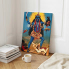 Maa Kali Painting for Home | Kali Standing on Shiva – Raja Ravi Varma Spiritual Wall Art 2 : 3 Vertical Premium Wall Art Canvas by MeriDeewar