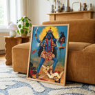 Maa Kali Painting for Home | Kali Standing on Shiva – Raja Ravi Varma Spiritual Wall Art 2 : 3 Vertical Premium Wall Art Canvas by MeriDeewar