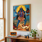 Maa Kali Painting for Home | Kali Standing on Shiva – Raja Ravi Varma Spiritual Wall Art 2 : 3 Vertical Premium Wall Art Canvas by MeriDeewar