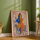 "Madhubani Ardhanarishvara" Traditional Indian Folk Art Giclée Print | Fine Art Wall Art 2 : 3 Vertical Premium Wall Art Canvas by MeriDeewar