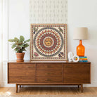 "Madhubani Celestial Sun" Traditional Indian Folk Art Giclée Print | Fine Art Wall Art 1 : 1 Square Premium Wall Art Canvas by MeriDeewar
