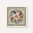 "Madhubani Circle of Abundance" Traditional Indian Folk Art Giclée Print | Fine Art Wall Art 1 : 1 Square Premium Wall Art Canvas by MeriDeewar