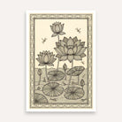 "Madhubani Lotus Pond" Traditional Indian Folk Art Giclée Print | Fine Art Wall Art 2 : 3 Vertical Premium Wall Art Canvas by MeriDeewar