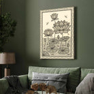 "Madhubani Lotus Pond" Traditional Indian Folk Art Giclée Print | Fine Art Wall Art 2 : 3 Vertical Premium Wall Art Canvas by MeriDeewar