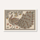 "Madhubani Majestic Peacock" Traditional Indian Folk Art Giclée Print | Fine Art Wall Art 3 : 2 Horizontal Premium Wall Art Canvas by MeriDeewar