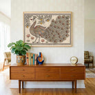 "Madhubani Majestic Peacock" Traditional Indian Folk Art Giclée Print | Fine Art Wall Art 3 : 2 Horizontal Premium Wall Art Canvas by MeriDeewar