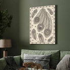 "Madhubani Peacock Feathers" Traditional Indian Folk Art Giclée Print | Fine Art Wall Art 2 : 3 Vertical Premium Wall Art Canvas by MeriDeewar