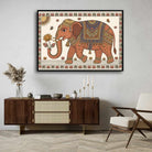 "Madhubani Royal Elephant" Traditional Indian Folk Art Giclée Print | Fine Art Wall Art 3 : 2 Horizontal Premium Wall Art Canvas by MeriDeewar