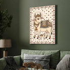 "Madhubani Sacred Cow and Calf" Traditional Indian Folk Art Giclée Print | Fine Art Wall Art 2 : 3 Vertical Premium Wall Art Canvas by MeriDeewar