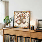 "Madhubani Sacred Om" Traditional Indian Folk Art Giclée Print | Fine Art Wall Art 1 : 1 Square Premium Wall Art Canvas by MeriDeewar