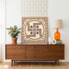 "Madhubani Sacred Swastika" Traditional Indian Folk Art Giclée Print | Fine Art Wall Art 1 : 1 Square Premium Wall Art Canvas by MeriDeewar