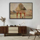 Madras Temple Pavilion Oil Painting | Horizontal Framed Print 4 : 3 Horizontal Premium Wall Art Canvas by MeriDeewar