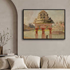 Madras Temple Pavilion Oil Painting | Horizontal Framed Print 4 : 3 Horizontal Premium Wall Art Canvas by MeriDeewar