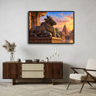 Maha Nandi | Sacred Temple Bull Dravidian Architecture Gallery Wrap Canvas Curate Black Premium Wall Art Canvas by MeriDeewar