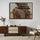 Mahalipur Carved Stone Pillar Oil Painting | Horizontal Framed Print 4 : 3 Horizontal Premium Wall Art Canvas by MeriDeewar