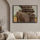 Mahalipur Carved Stone Pillar Oil Painting | Horizontal Framed Print 4 : 3 Horizontal Premium Wall Art Canvas by MeriDeewar
