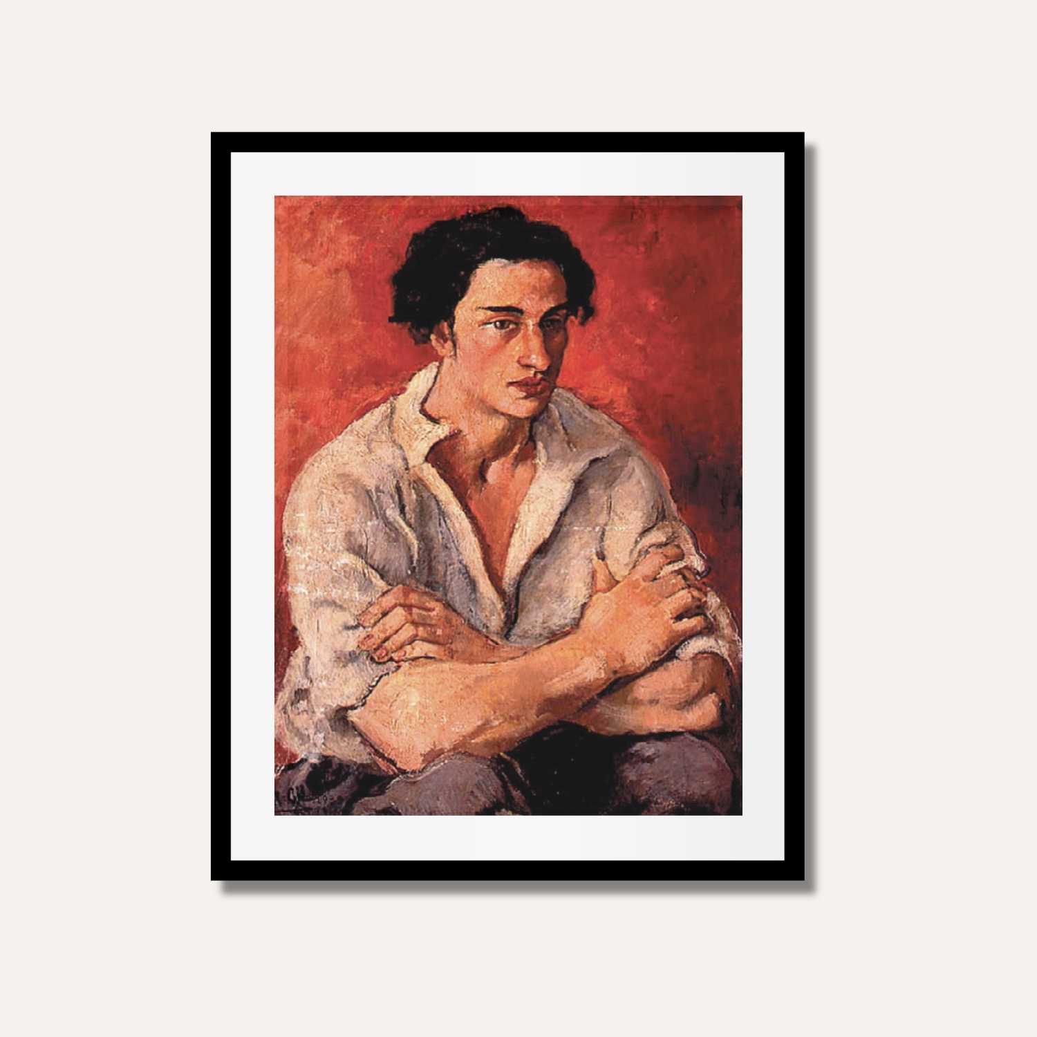 Amrita Sher-Gil Amadeo Modigliani Portrait | Vertical Black Framed Wall Art 3 : 4 Vertical Premium Wall Art Canvas by MeriDeewar