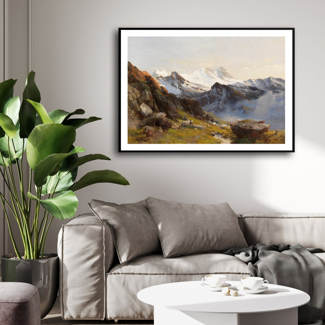 Majestic Alpine Morning – Realistic Mountain Landscape Wall Art 2 : 3 Horizontal Premium Wall Art Canvas by MeriDeewar