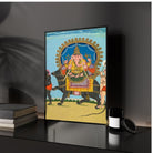 Majestic Ganesha Riding Nandi – Traditional Indian Art Print 3 : 4 Vertical New Premium Wall Art Canvas by MeriDeewar