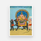 Majestic Ganesha Riding Nandi – Traditional Indian Art Print 3 : 4 Vertical New Premium Wall Art Canvas by MeriDeewar
