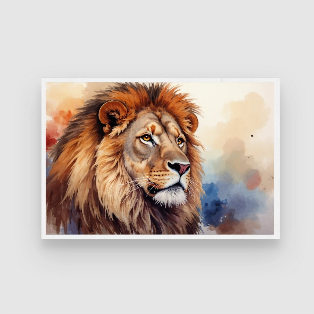 Majestic Lion – Regal Wall Art Canvas Painting 2 : 3 Horizontal Premium Wall Art Canvas by MeriDeewar