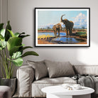 Majestic Waters – Elephants at the Riverbank 2 : 3 Horizontal Premium Wall Art Canvas by MeriDeewar