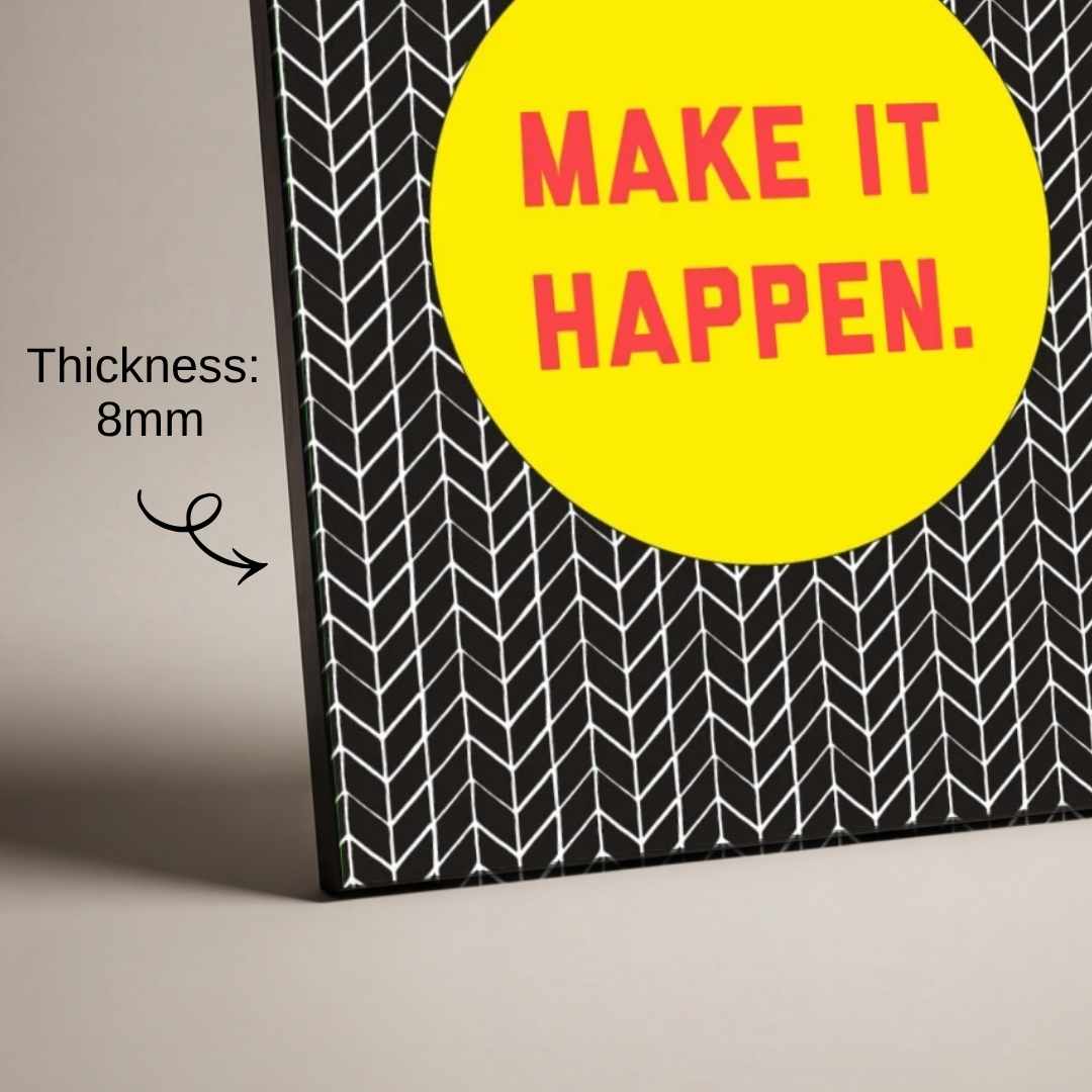 "Make It Happen" Geometric Motivational Poster | Vertical Borderless Art Frame Poster Premium Wall Art Canvas by MeriDeewar